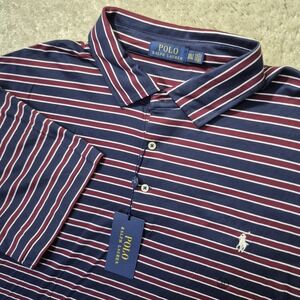 Polo Ralph Lauren Polo Shirt Mens 2XLT Red Stripe Cotton Preppy Academia New